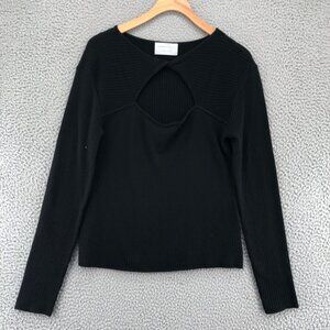 Modern Citizen Sweater Womens Extra Large Black Wool Blend Cutout Front Pullover